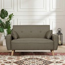 Canbily Sofa 2Seater - Wood Pattern - Plastic Legs - Light Brown Fabric