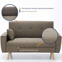Canbily Sofa 2Seater - Wood Pattern - Plastic Legs - Light Brown Fabric