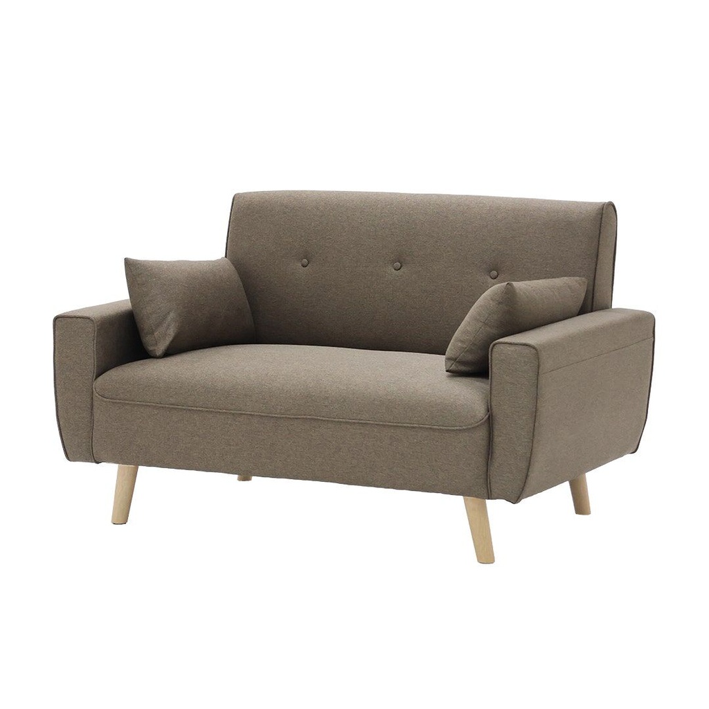 Canbily Sofa 2Seater - Wood Pattern - Plastic Legs - Light Brown Fabric