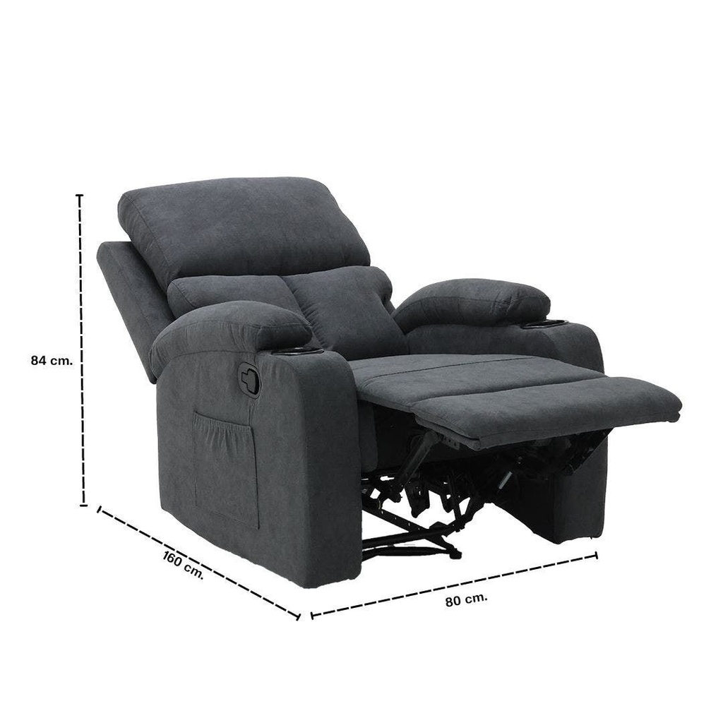 Darleen Sofa Recliner - Dark Grey Fabric/1RE