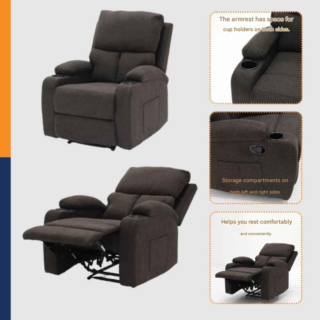 Darleen Sofa Recliner - Brown Fabric/1RE