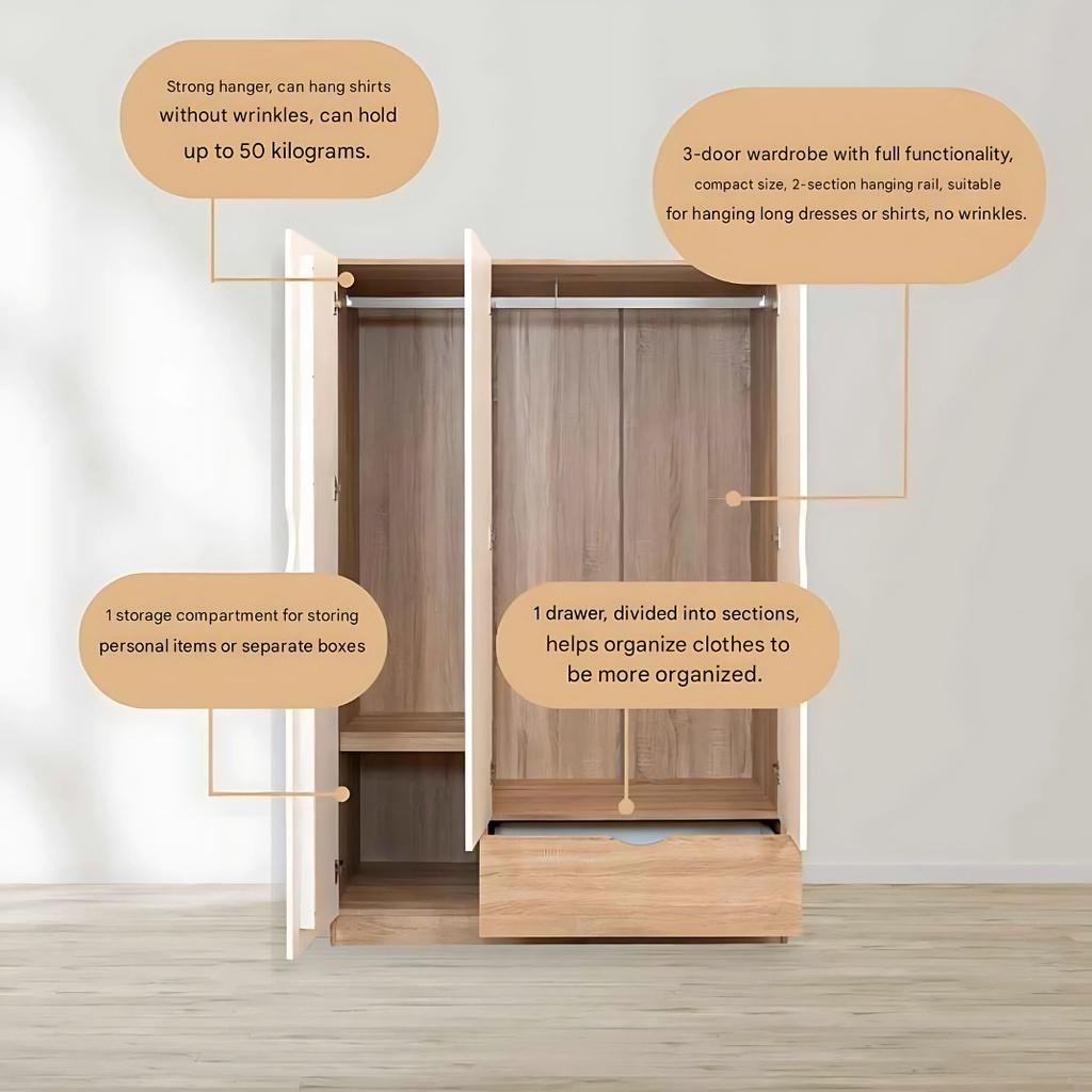 Havin Wardrobe - Solid oak/White