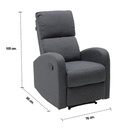 Zixar Recliner 1 Seater - Grey Fabric - 1RE