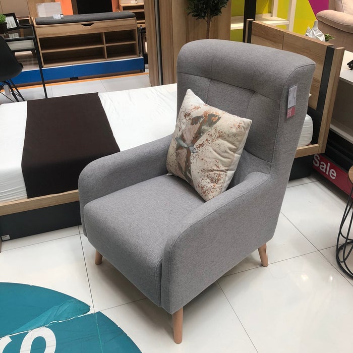 Allida Arm Chair - Natural Wood Legs - Grey