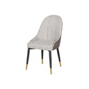 Yinla Dining Chair-Black Steel/Brown Grey Fabric